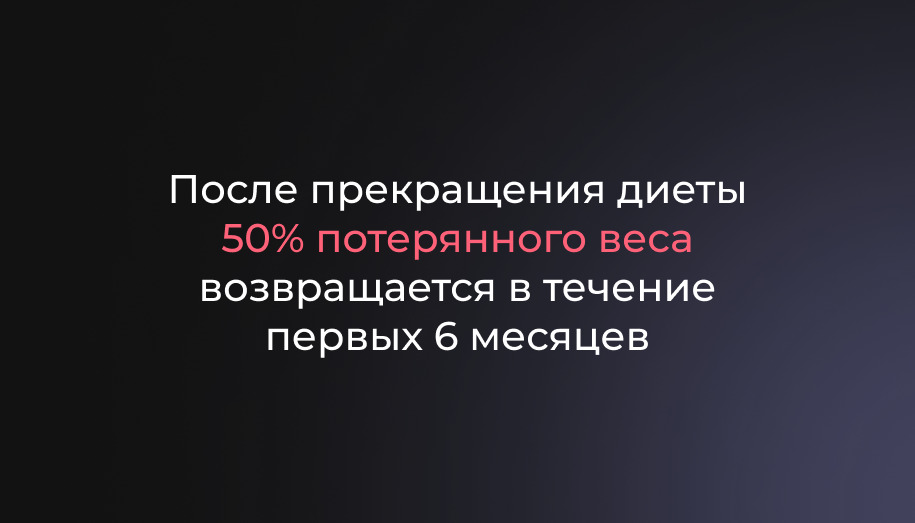 возвращение потерянного веса Возвращение 50% потерянного веса